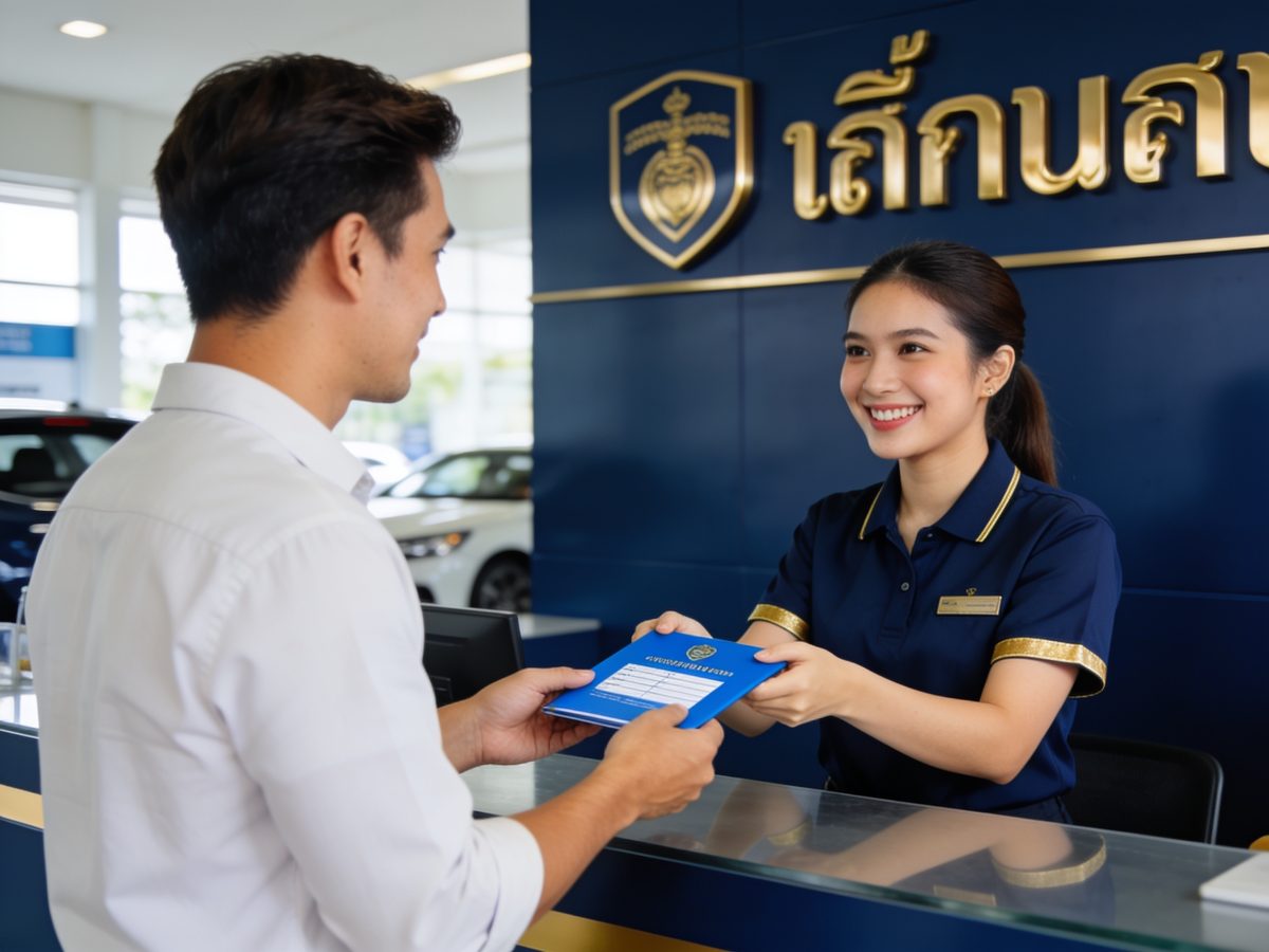 ลูกค้ายื่นเล่มทะเบียนที่เคาน์เตอร์บริการ ตรอ.มงคล