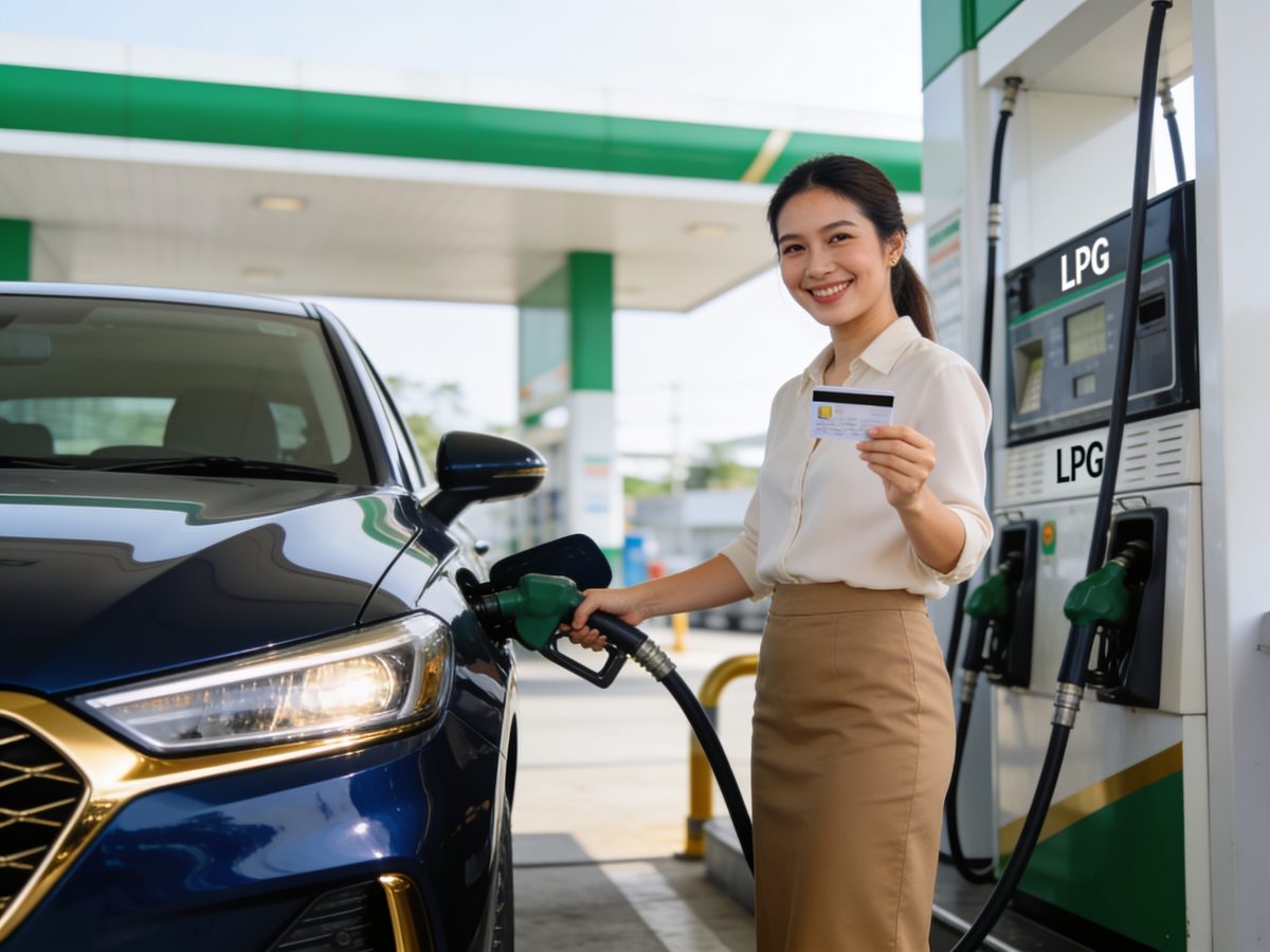 ลูกค้าเติมแก๊ส LPG ที่ปั๊ม PT พร้อมบัตร Max Card Plus