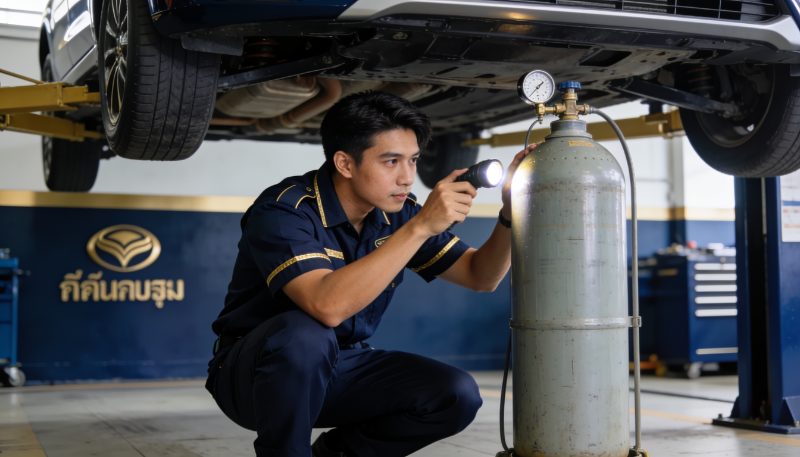 วิศวกรตรวจสอบถังแก๊ส LPG